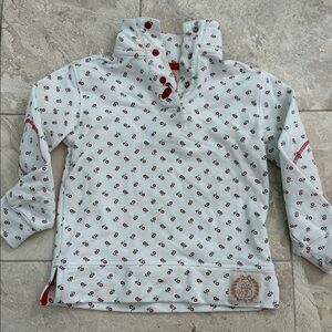 The Beaufort Bonnet Company White Floral Top with Red Trim